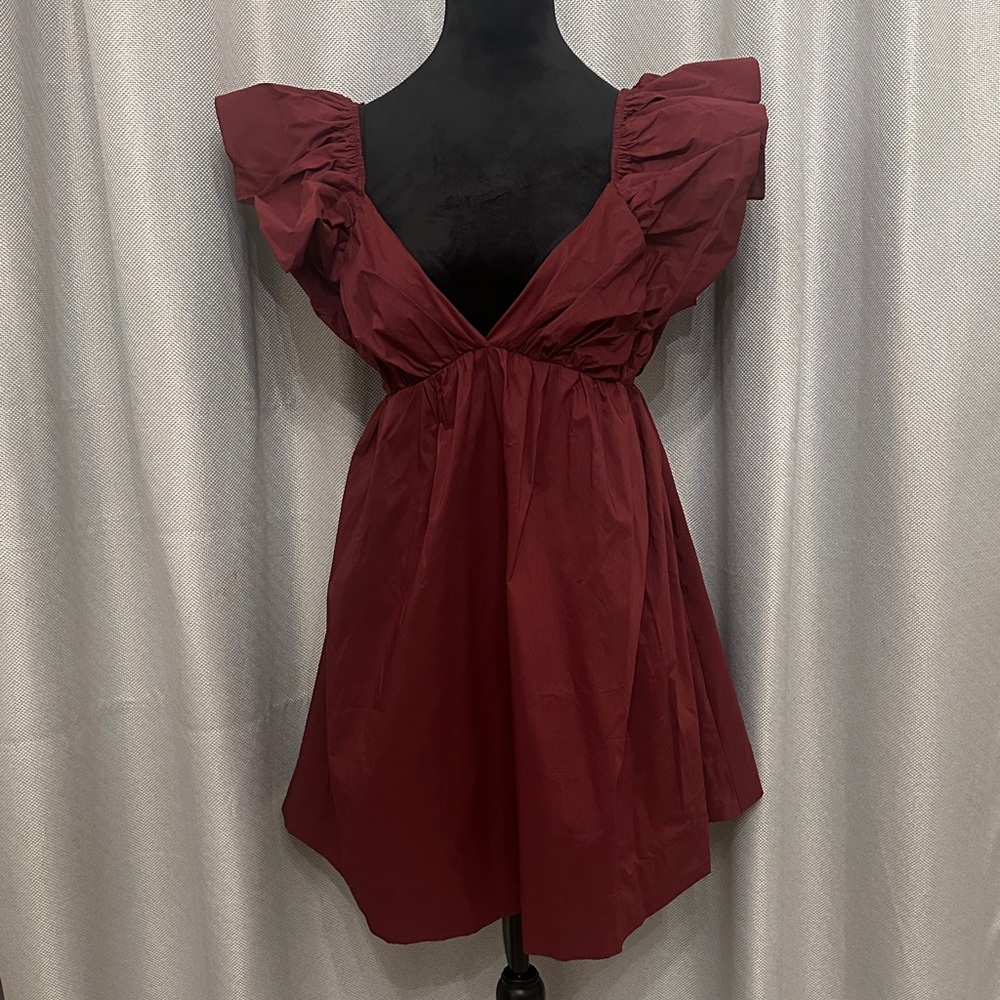 day + moon ruffled tie back dress
